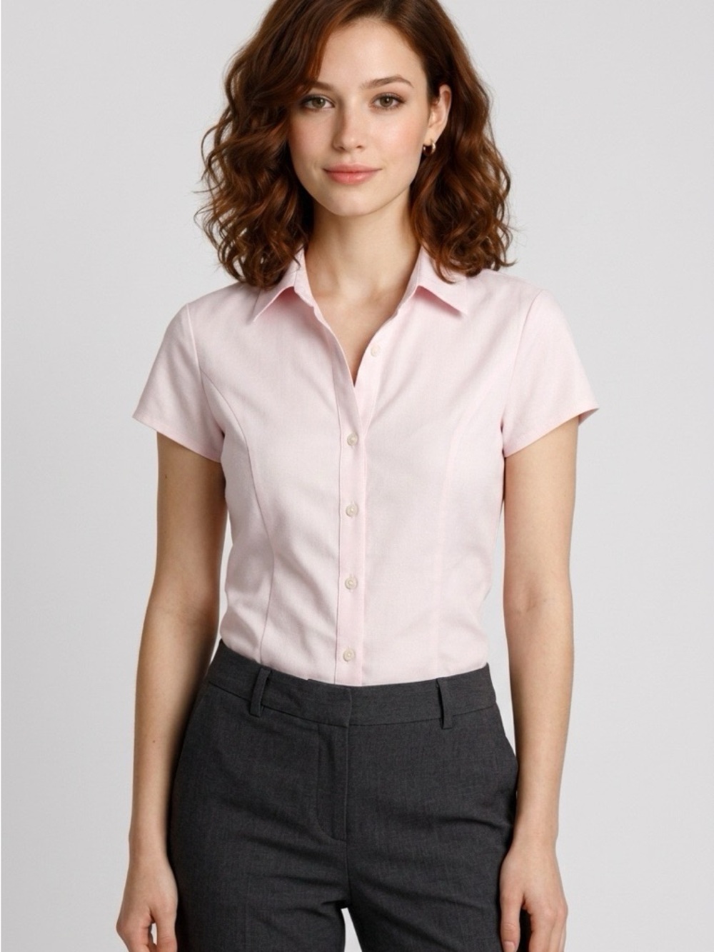 Jones New York Light Pink Short-Sleeve Button Down Shirt
